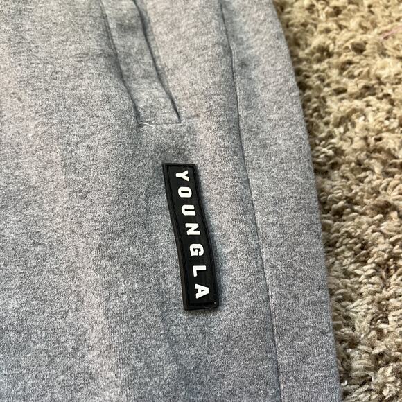 YoungLA Jogger Pants Mens L Gray Athletic Slim Fit Workout Sweatpants Pockets - Picture 3 of 7